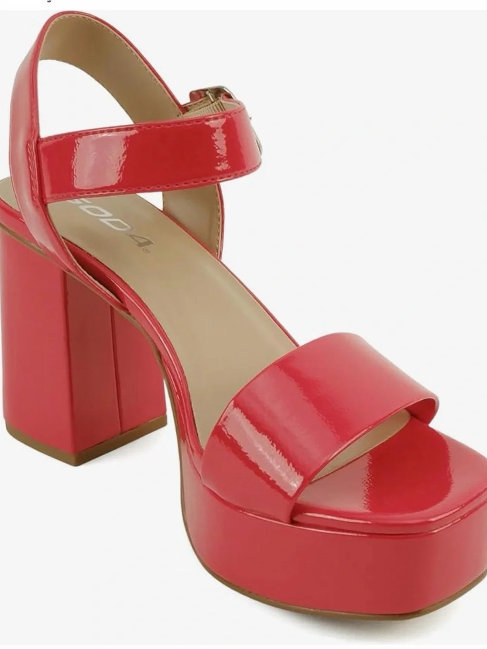 Red Platform Block Heel Sandal - Women